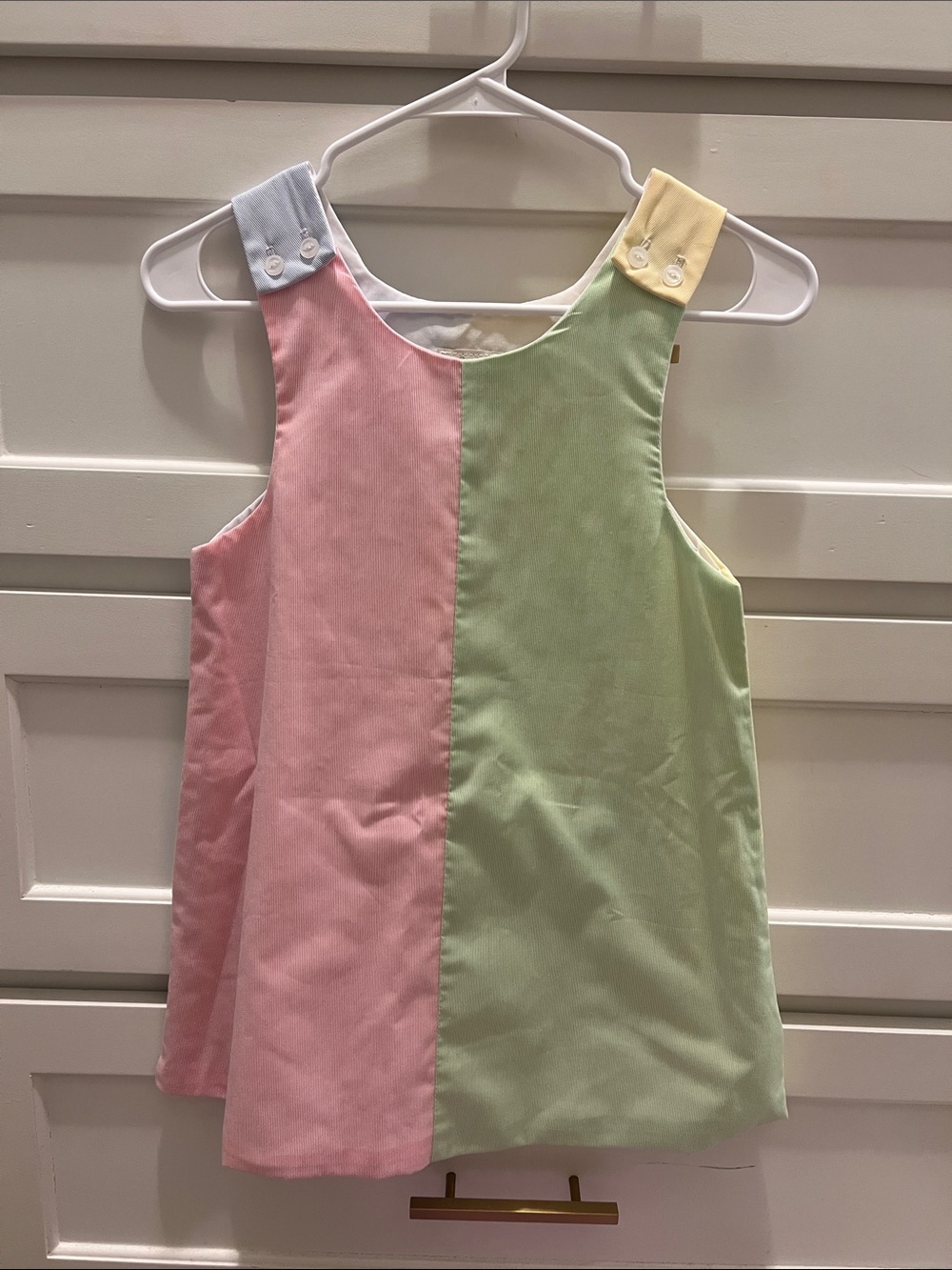TBBC Pastel Colorblock Girls' Pinafore Dress - Pink & Green